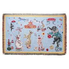 【Nathalie Lete】Tapestry Rug タペストリーラグ(Circus-Light blue)