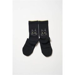 【from F miau】olen わたしとぼく クルーソックス ブラック(kuu)