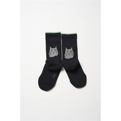 【from F miau】olen わたしとぼく クルーソックス ブラック(ukko)