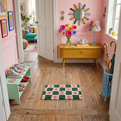 ＜数量限定＞海外直輸入品 フロアマット 40×60cm CHECKER FLOWER