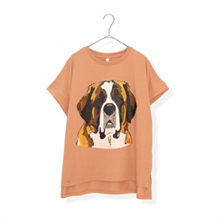 【Lupilien】半袖Tシャツ セントバーナードプリント 天竺 接触冷感(050 ORANGE)