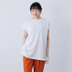 【PAGE ONE】半袖チュニック プレーティング天竺 布帛切替