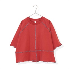 【Lupilien】半袖Tシャツ 配色メロウ 吸水速乾天竺(040 RED)