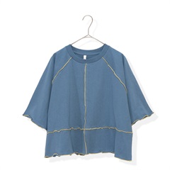 【Lupilien】半袖Tシャツ 配色メロウ 吸水速乾天竺(031 BLUE)