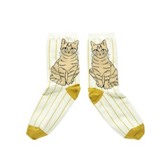 【松尾ミユキ】靴下 Stripe Cat socks(Noisettes)