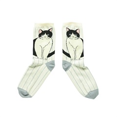 【松尾ミユキ】靴下 Stripe Cat socks(Pepper)