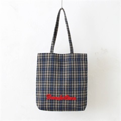 チェックトートバッグ ロゴサガラ刺繍(GY)