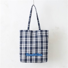チェックトートバッグ ロゴサガラ刺繍(BL)