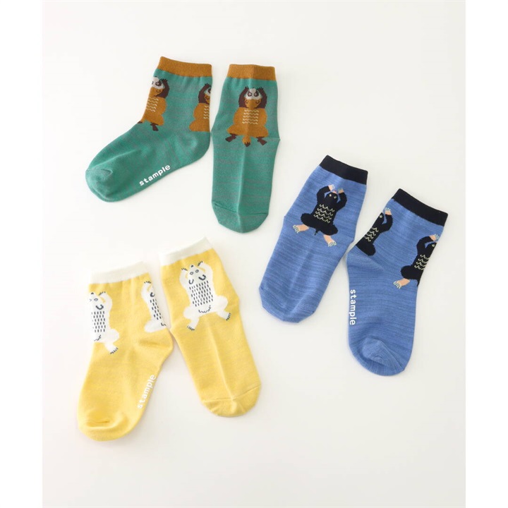 【stample】ショートソックス3P ぺったんこの動物