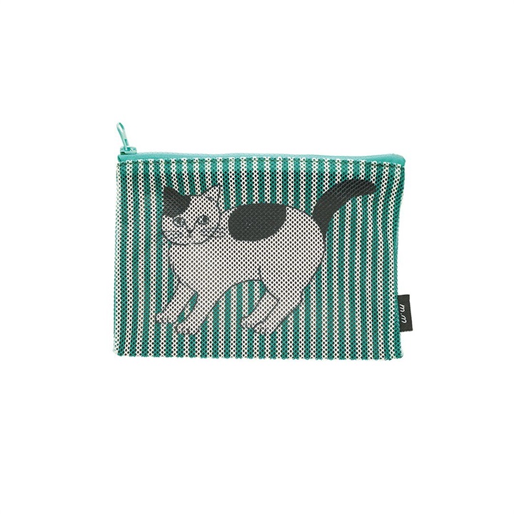 【松尾ミユキ】フラットポーチ Stripe Mesh flat pouch(Pumpkin)