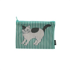 【松尾ミユキ】フラットポーチ Stripe Mesh flat pouch(Pumpkin)