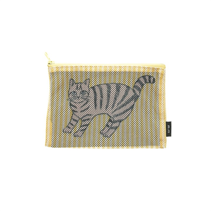 【松尾ミユキ】フラットポーチ Stripe Mesh flat pouch(Noisettes)