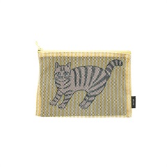 【松尾ミユキ】フラットポーチ Stripe Mesh flat pouch(Noisettes)