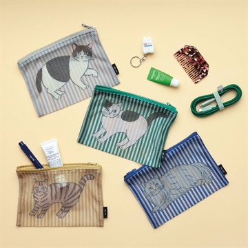 【松尾ミユキ】フラットポーチ Stripe Mesh flat pouch