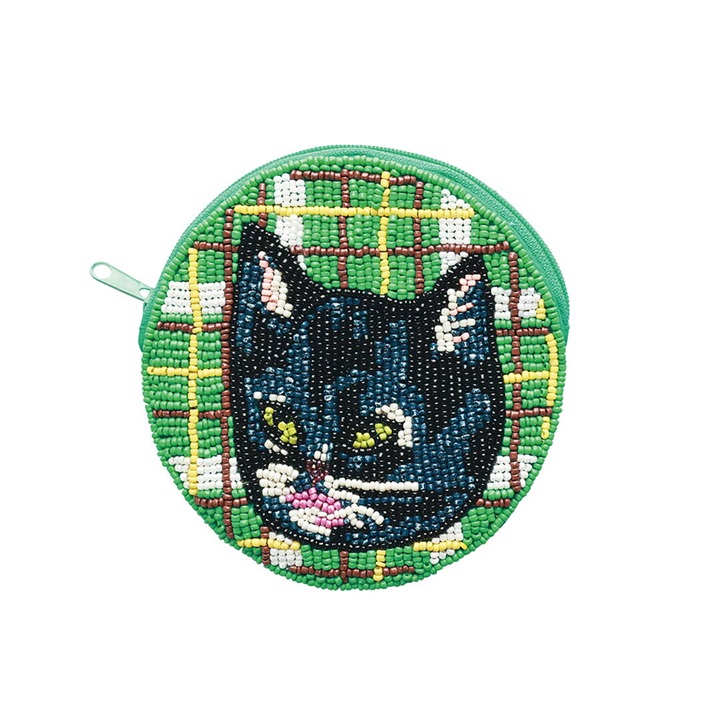 【Nathalie Lete】ビーズポーチ Beads pouch(Black cat)