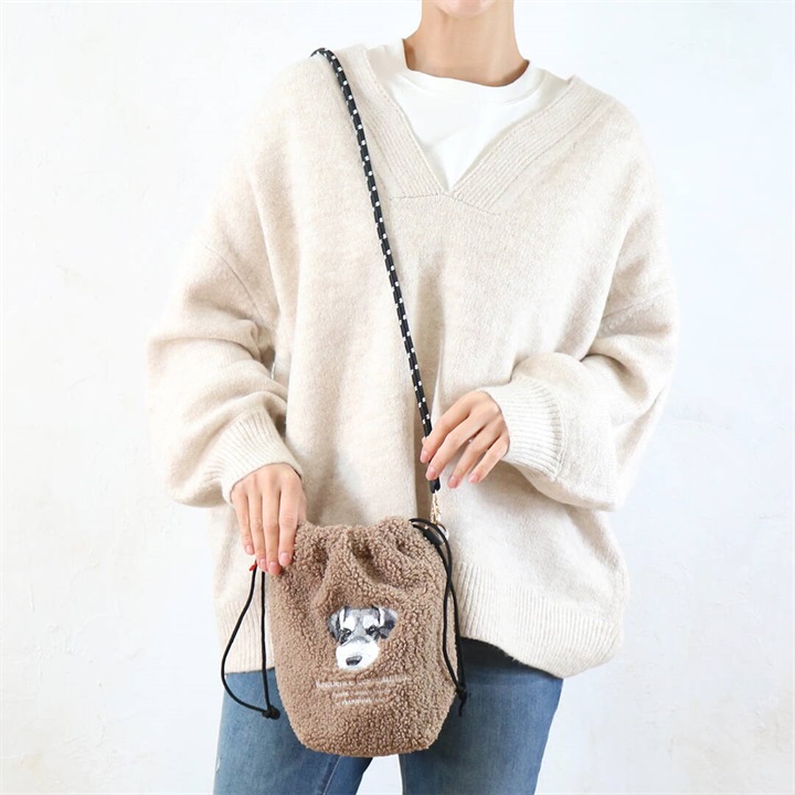 e.e.p ボア刺繍コードショルダーバッグ