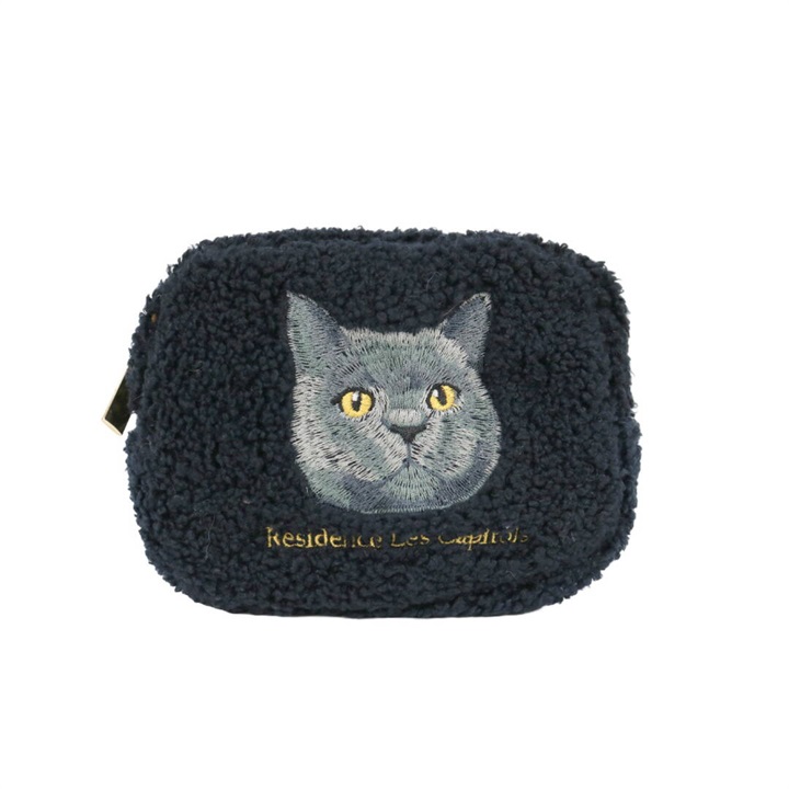 e.e.p ボア刺繍コードポーチ