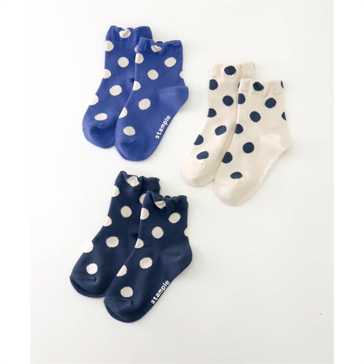 【stample】ショートソックス 3P ベーシックドット A