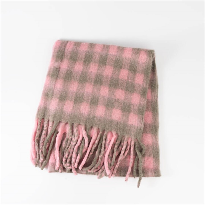 【PANKAJ】ECHARPE 40 細チェックマフラー 2026(SH-4276/C-2 PINK GREY)