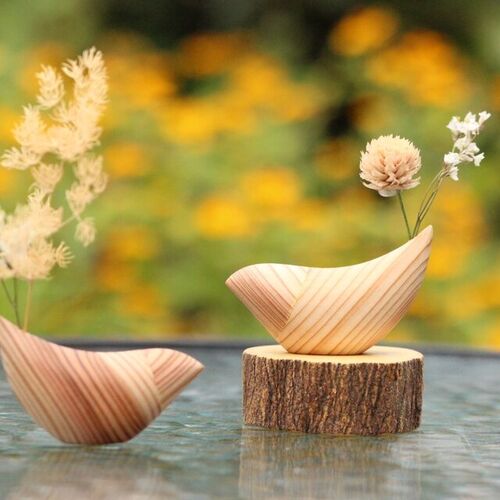 一輪挿し|【優の樹】 しあわせ運ぶ小鳥の一輪挿し 丸い木の花台 一輪挿し|【優の樹】 しあわせ運ぶ小鳥の一輪挿し 丸い木の花台