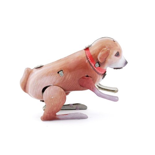 昭和レトロ ブリキ ゼンマイ おもちゃ犬 Waggy Shopping Dog