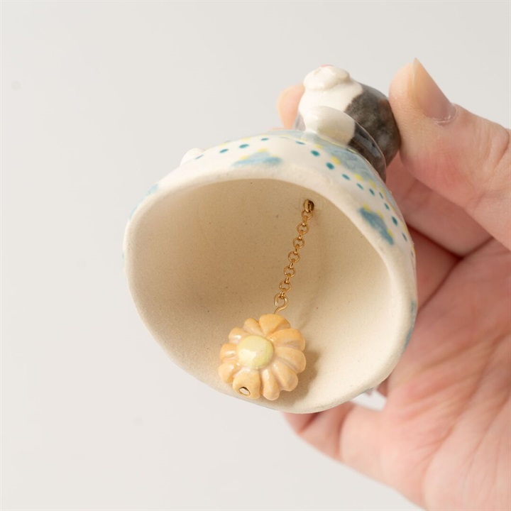 タガワケイコ】陶器のベル おめかしキャット タガワケイコ】陶器のベル おめかしキャット