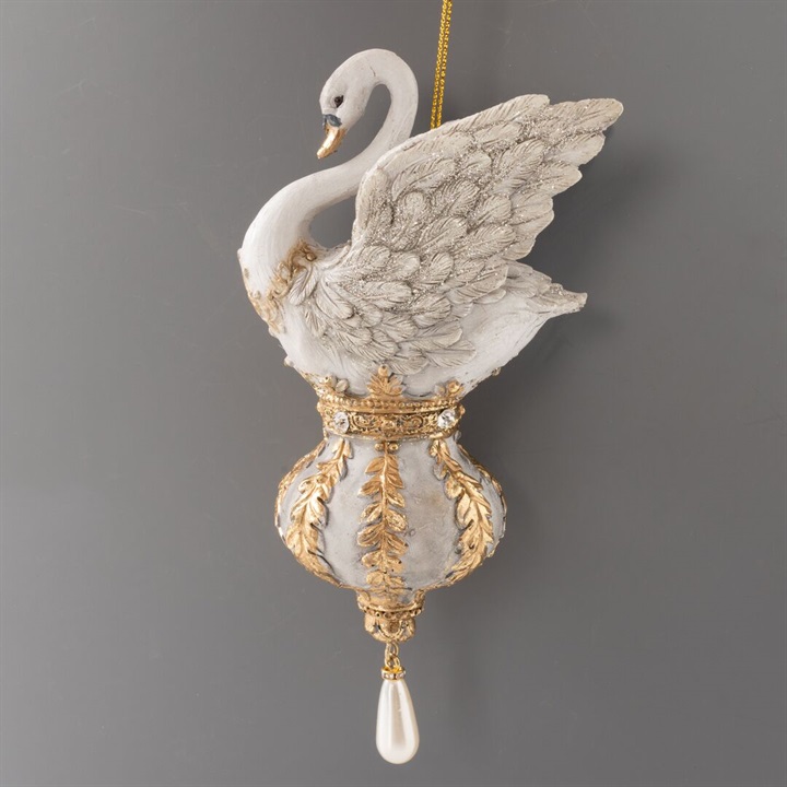 バラ売り1200円チャコット白鳥胸羽飾り25㌢✖️25㌢7個 Bloomingville】 樹脂オーナメント 白鳥｜てんとてん｜インテリア雑貨