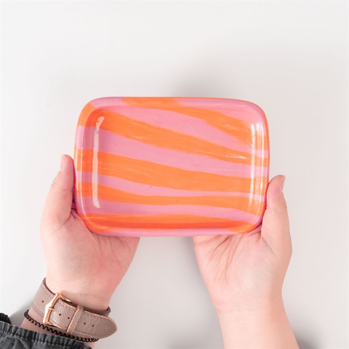 賀来瞳】rectangle plate 四角皿 練り込み 約W15.5～16×D11.5cm｜てん