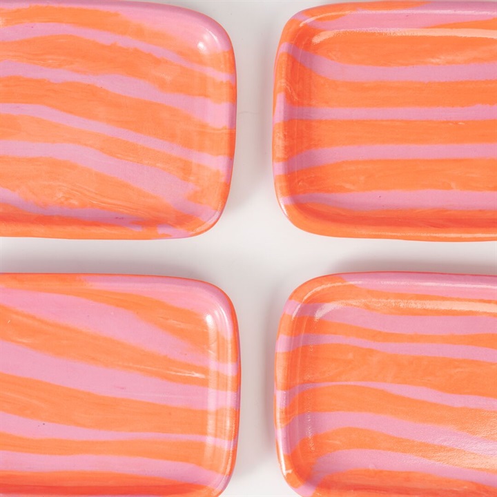 賀来瞳】rectangle plate 四角皿 練り込み 約W15.5～16×D11.5cm｜てん