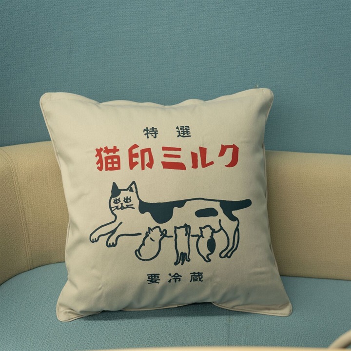星羊社】猫印ミルク クッションカバー｜てんとてん｜インテリア雑貨
