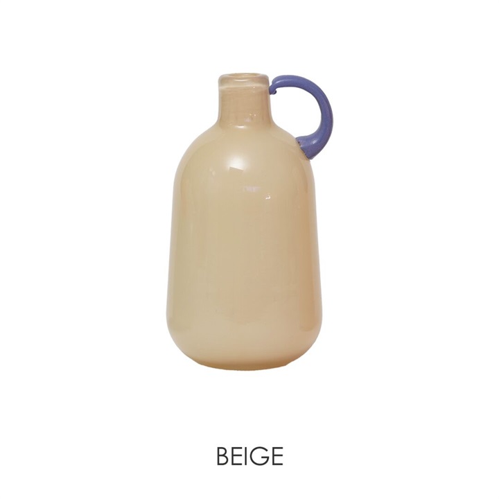 カラーガラスフラワーベース TIANA BEIGE｜てんとてん｜インテリア雑貨