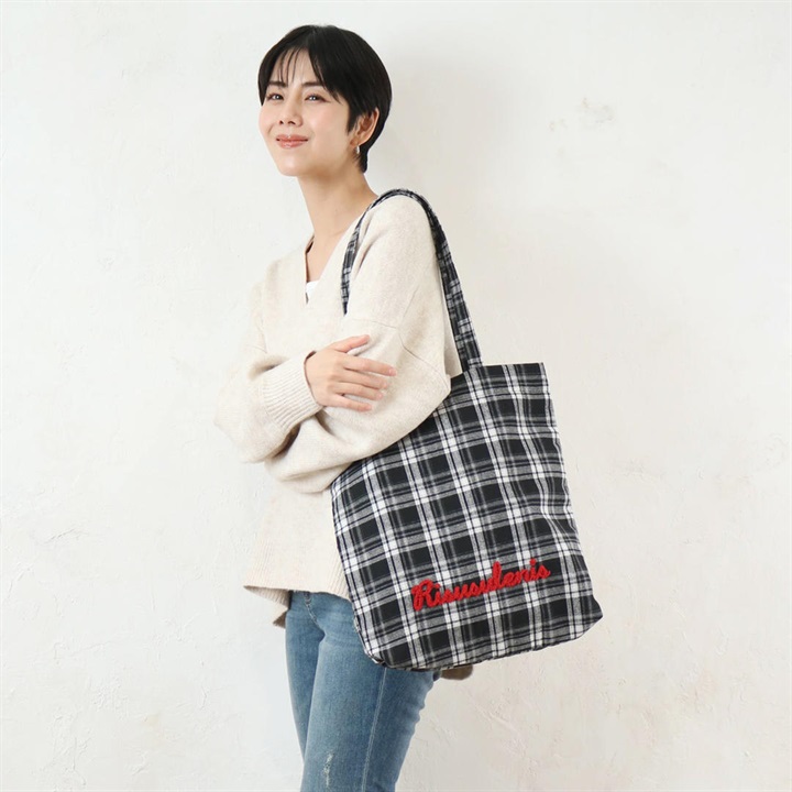 SOBIA】ロゴサガラ刺繍チェックトートバッグ｜てんとてん｜インテリア
