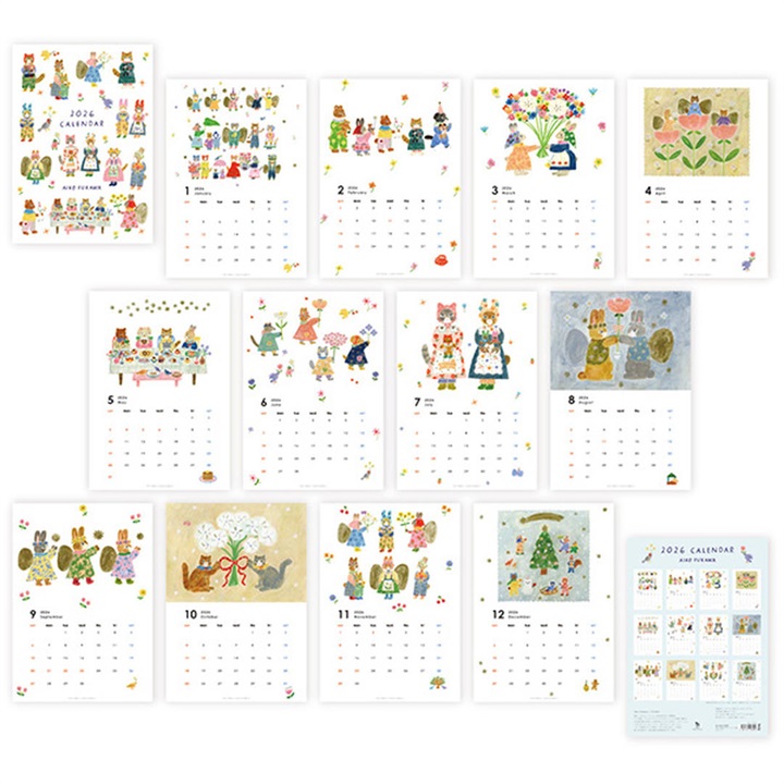 akito@出品 Aiko Fukawa】2026カレンダー 壁掛け（切り離しタイプ）｜てんとてん