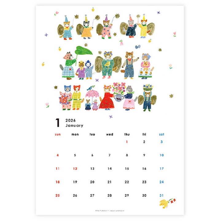 Aiko Fukawa】2026カレンダー 壁掛け（切り離しタイプ）｜てんとてん