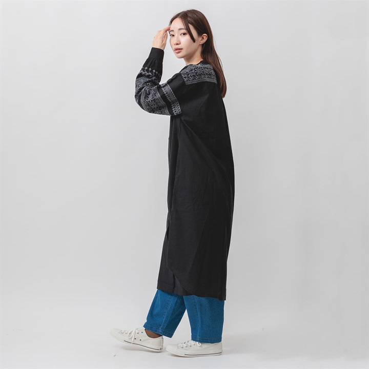 M.M.O】前開き長袖刺繍ワンピース｜てんとてん｜インテリア雑貨・食器