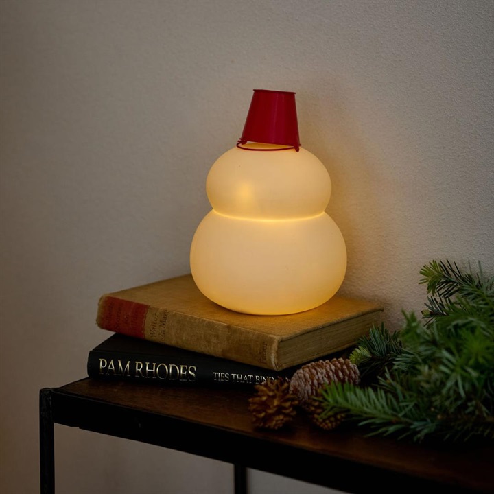 shesay】鏡餅のオブジェとしても使える半磁器のLEDライト 雪だるま