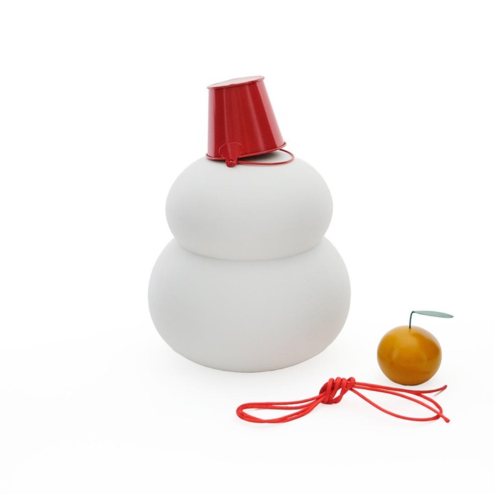 shesay】鏡餅のオブジェとしても使える半磁器のLEDライト 雪だるま