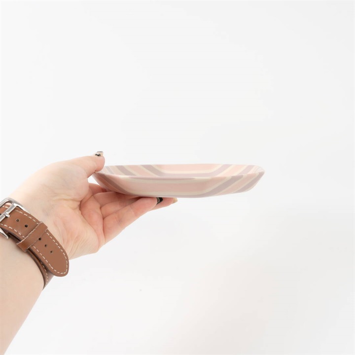 Greenery】八角平皿 ストライプ 練り込み 16.5cm｜てんとてん