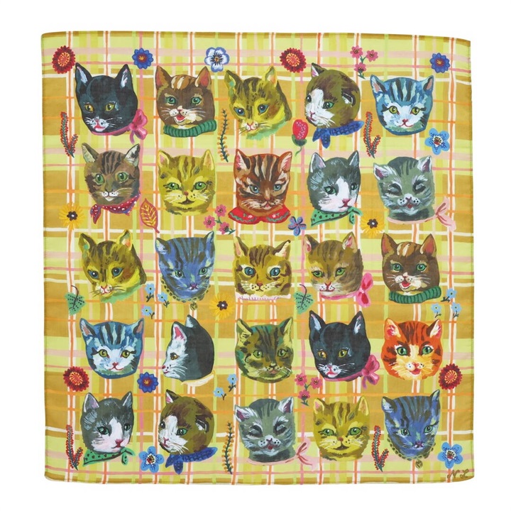 Nathalie Lete】Handkerchief Cats/Dogs/Rabbits｜てんとてん