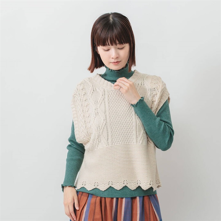 M.M.O】柄編み プルオーバーベスト｜てんとてん｜インテリア雑貨・食器