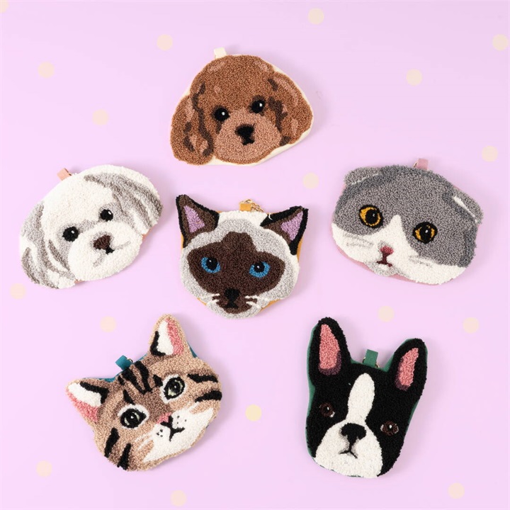 ouaf ouaf & miaou marche】サガラ刺繍 ポーチ｜てんとてん