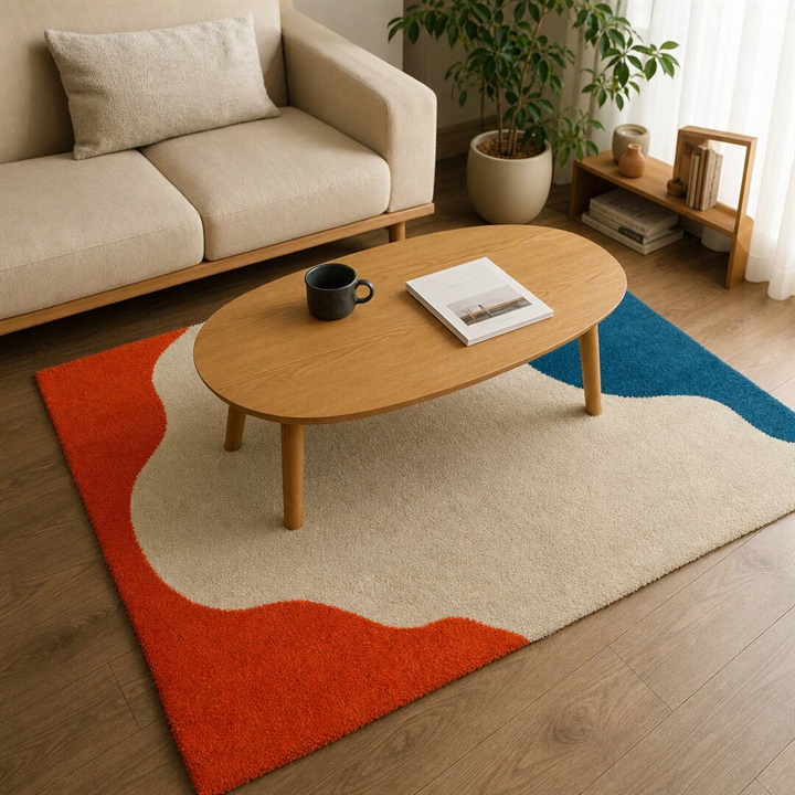 てんとてんオリジナル ハーフラグ 100×140cm Flow Rug